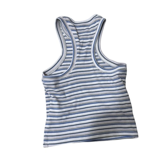 Abercrombie & Fitch White and Gray Fitted Sleeveless Tank Top - Picture 3 of 4